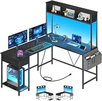 Yoobure L Shaped Desk Gaming Desk with LED
