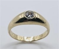 14K Yellow Gold Bezel Euro Cut Diamond Ring 1/2 CT