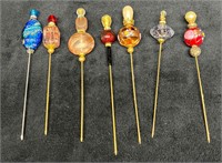 Seven Unique Vintage Hat Pins With Faux Jewel Desi