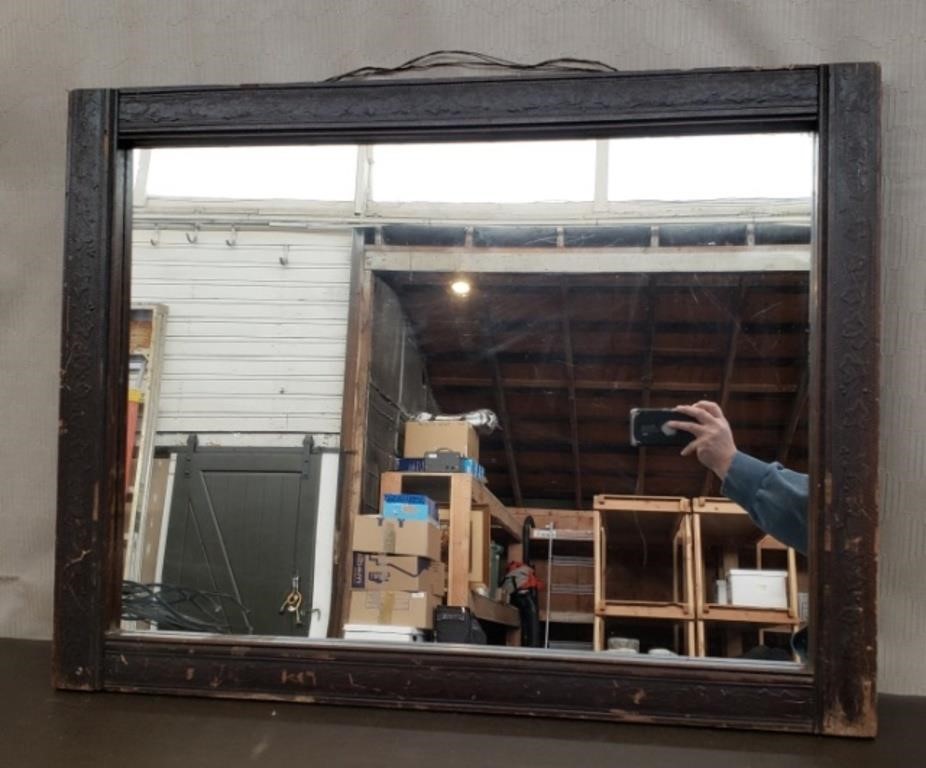 Vintage Wood Frame Mirror. 34"x26"