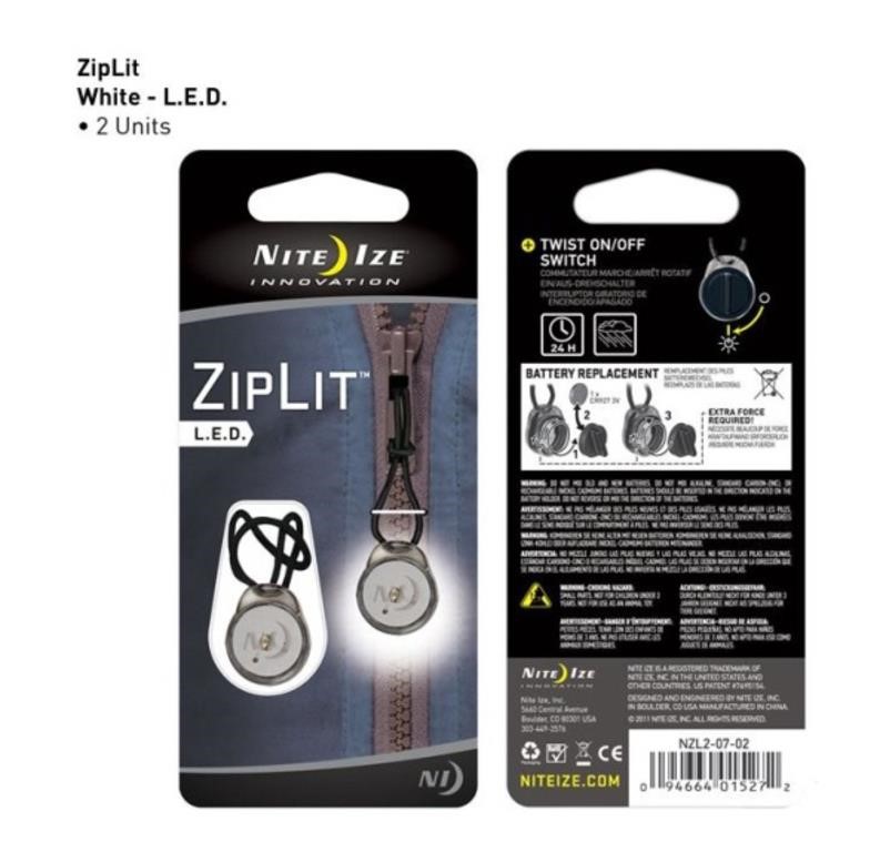 Nite-ize White Ziplit Led Zipper Pull - 2 Pack