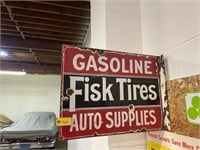 Gas Fisk Tires Auto Flange Porcelain Sign