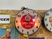 B-1 Lemon Lime Soda Glass Lighted Clock