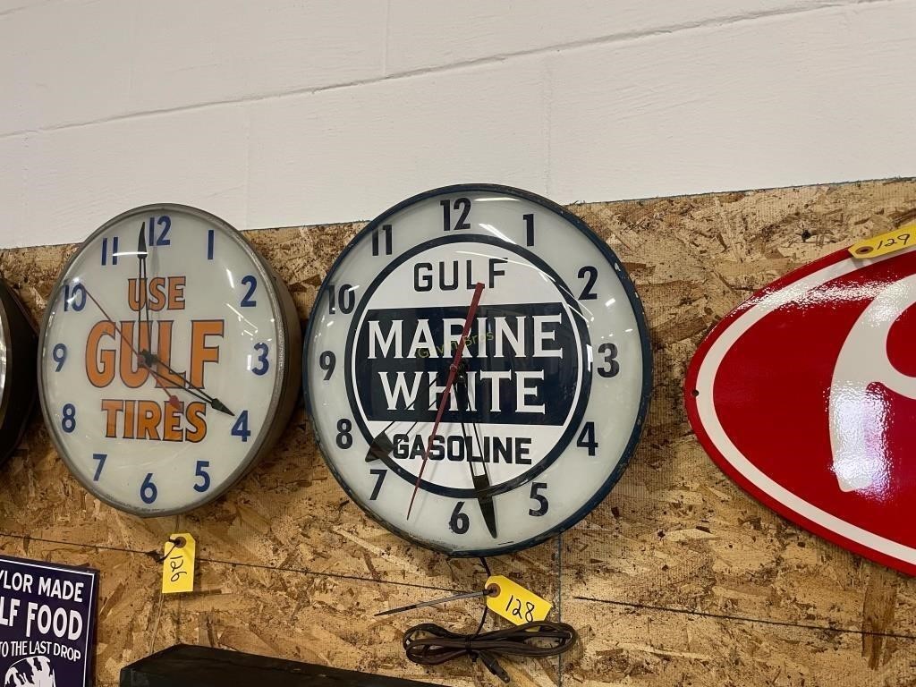 Marine White Gasoline Glass Clock