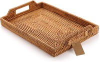 Rattan Tray with Handles (17x11.4x1.8in)