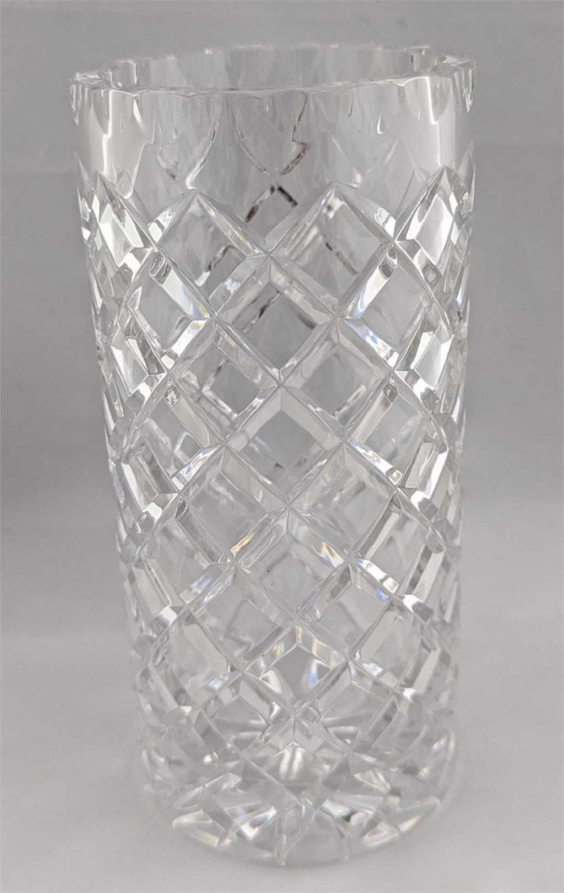 Ceska Crystal Vase Canterbury Diamond Criss Cross