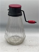 1930 Vtg nut crusher crank grinder red wood handle