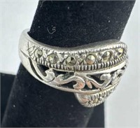 925 Silver Marcasite Filigree Ring