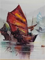 Original Acrylic Nautical Painting Artist P Wong C