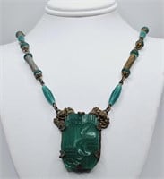 Art Deco Czech Peking Glass Necklace