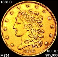 1838-C $5 Gold Half Eagle UNCIRCULATED