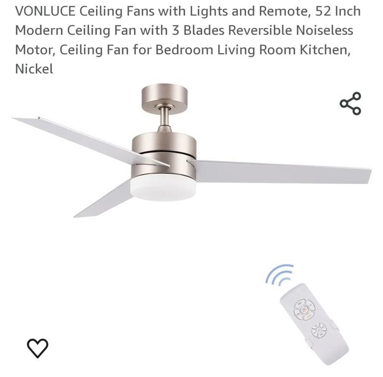 VONLUCE Ceiling Fans with Lights and Remote, 52