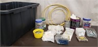 Tote of Assorted Fasteners, Wire & More