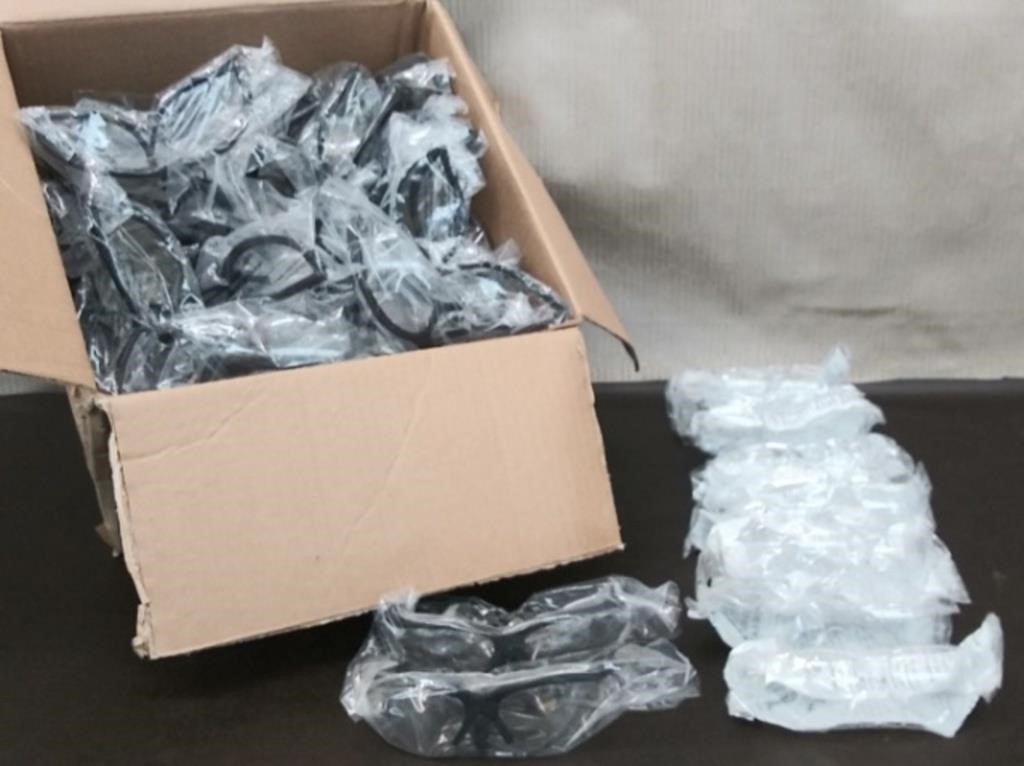 Box Approx 50 Black Rim Safety Glasses, 10 Clear