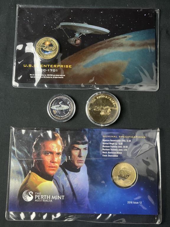 (3) Star Trek Coins, Highly Collectible