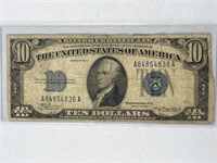 1934-A US $10 Silver Certificate Blue Seal