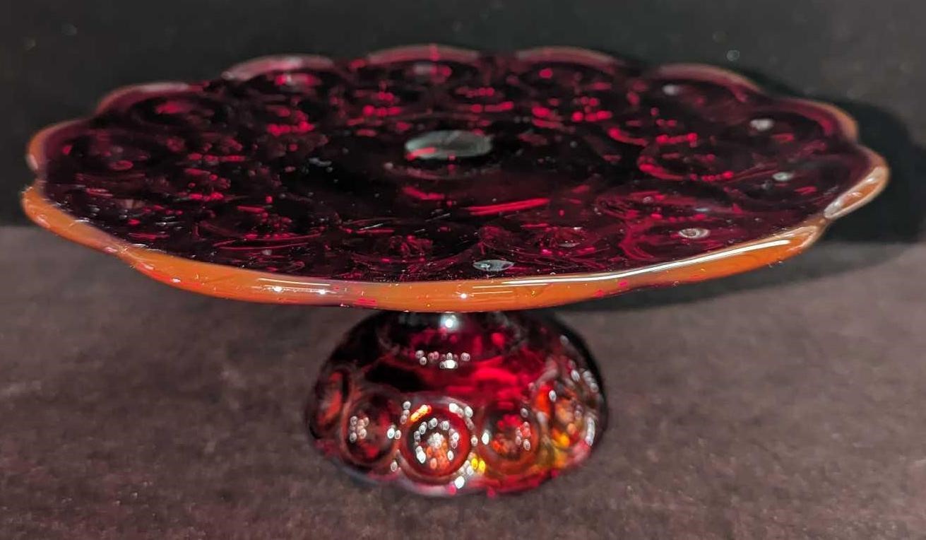 Vintage Moon And Star Amberina Cake Stand