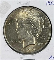 1922 Peace Silver Dollar, AU w/ Luster