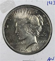 1923 Peace Silver Dollar, AU w/ Luster