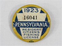 1923 PA. RESIDENT FISHING LICENSE: