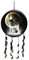 Dream Catcher With Wolf Howling At The Moon Design