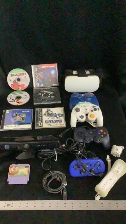 Various video game controllers, Wii, PlayStation