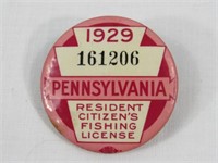 1929 PA. RESIDENT FISHING LICENSE:
