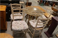 BAMBOO GLASS TOP TABLE WITH 4 CHAIRS