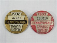 1932-1933 PA. RESIDENT FISHING LICENSES: