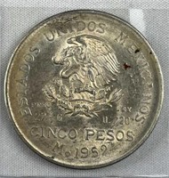 1952 Mexico Silver BU 5 Pesos w/ Luster