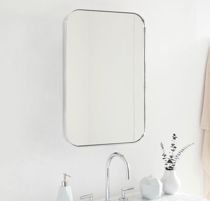 $99 20x32” brushed nickel hanging wall mirror