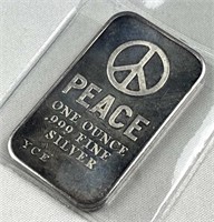 1oz Vintage 'Peace' Silver Bar .999