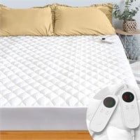 Queen Size Electric Heated Mattress Pad  White