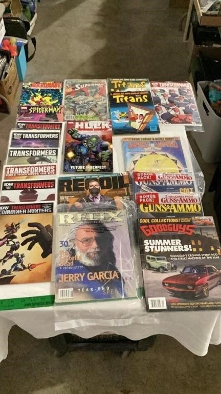 Collector magazines, comic books.