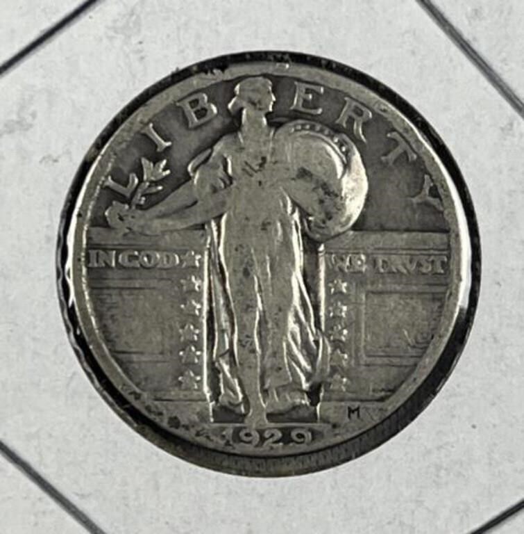 1929 Standing Liberty Silver Quarter, 90%