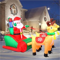 Inflatable Santa & Reindeer Sleigh  LED  7.2FT