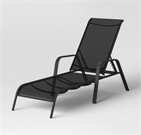 Steel Patio Chaise Lounge Black - Essentials