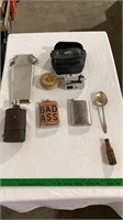 Flasks, canteen, Olympus camera ( untested),