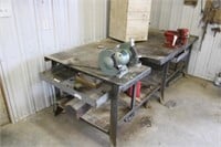 4'x8' Steel Work Bench w/Vise & Grinder