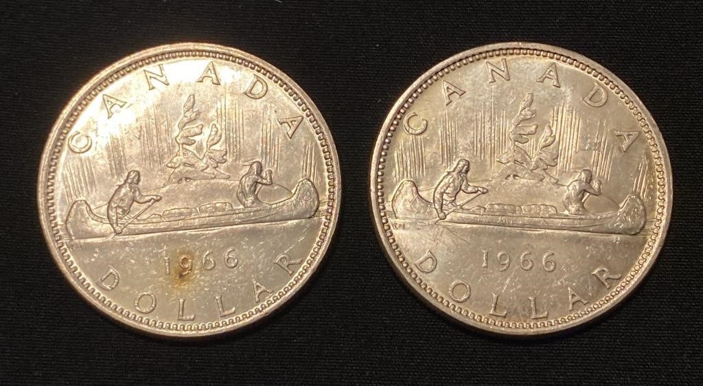 1966 Canadian 80% Silver Canoe Dollars