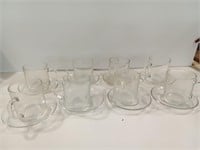 Eight Clear Cups and Saucers