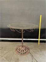 Iron Base Round Glass Top Patio Table