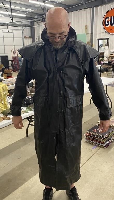 First Genuine Leather Motorcycle Trench Coat