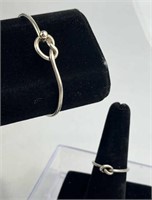 925 Silver Knot Ring and Bracelet