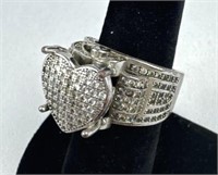 925 Silver CZ Heart Ring