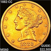 1882-CC $5 Gold Half Eagle UNCIRCULATED