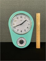 Modern Turquoise Kitchen Clock W. Timer