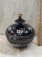 Hand Painted Porcelain Lidded Jar Made in Italy