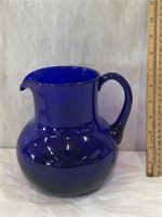 Vintage Royal Cobalt Blue Glass Pitcher