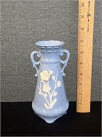 Vintage Blue Vase W/ Flowers Japan